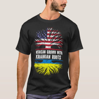 American Grown with Roots USA flagga Ukraina T Shirt