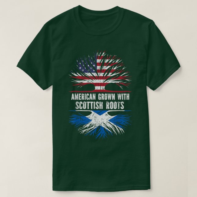 American Grown with Scottish Roots USA flagga Scot T Shirt (Design framsida)