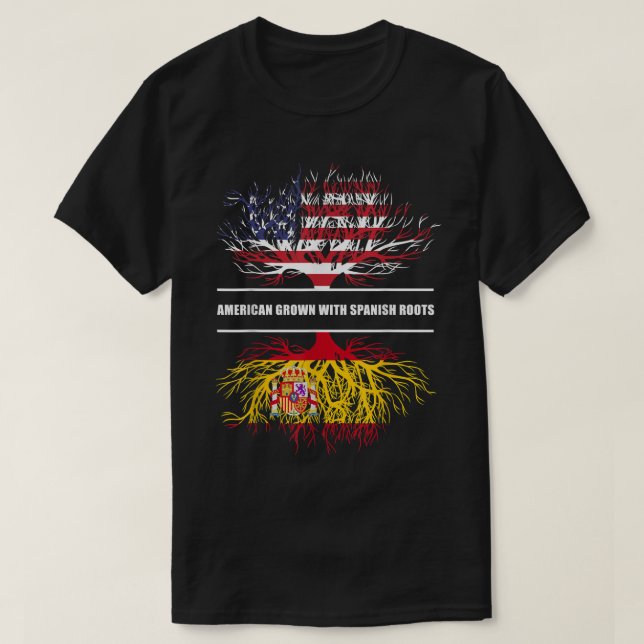 American Grown With Spanish Roots  Spanien Tee (Design framsida)