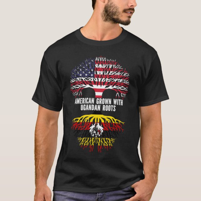 American Grown with Ugandan Roots USA flagga T Shirt (Framsida)