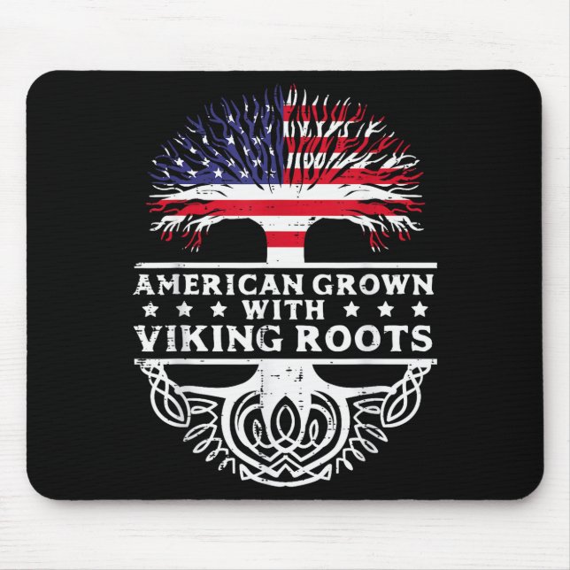 American Grown With Viking Roots Us Flag Tree Men  Musmatta (Framsidan)