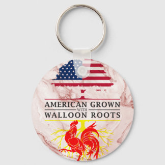 American Grown with Walloon Roots Marble Stil Nyckelring
