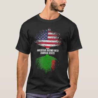 American Grown with Zambian Roots USA Flag Zambia  T Shirt