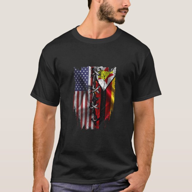 American Grown Zimbabwean Roots USA Zimbabwe Flag T Shirt (Framsida)