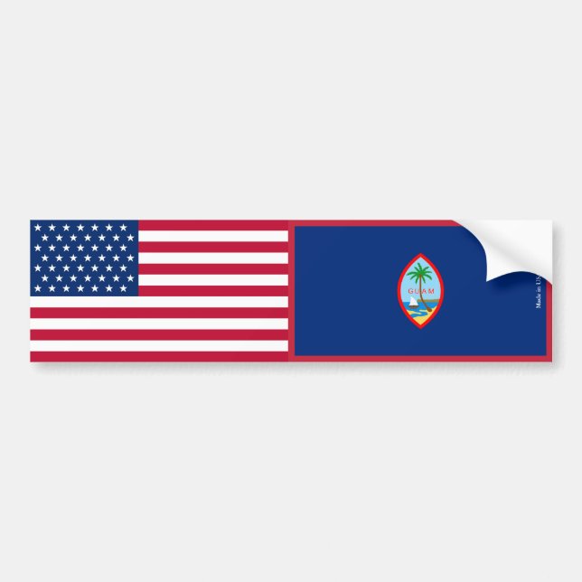 American & Guam Flaggor Bumper Sticker Bildekal (Framsidan)
