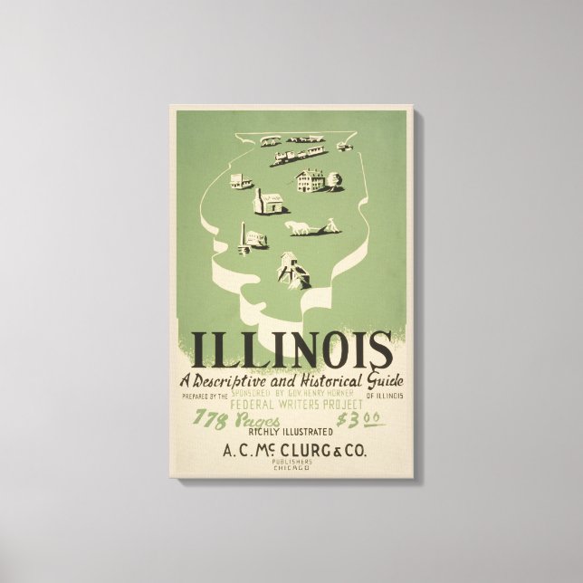 American Guide Series Volume on Illinois. Canvastryck (Framsida)