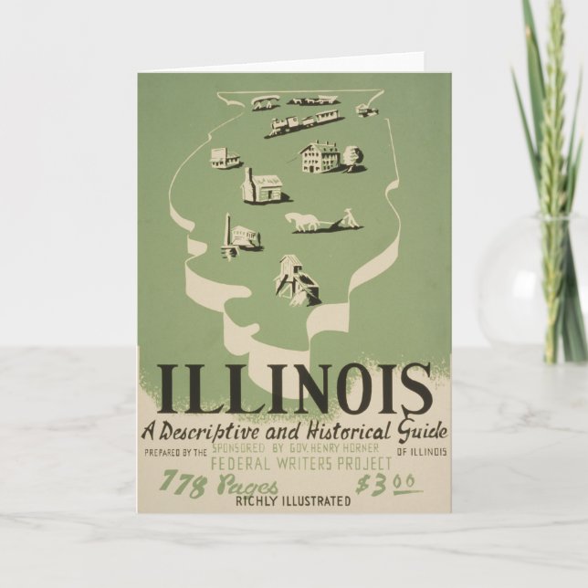 American Guide Series Volume on Illinois. Kort (Framsida)