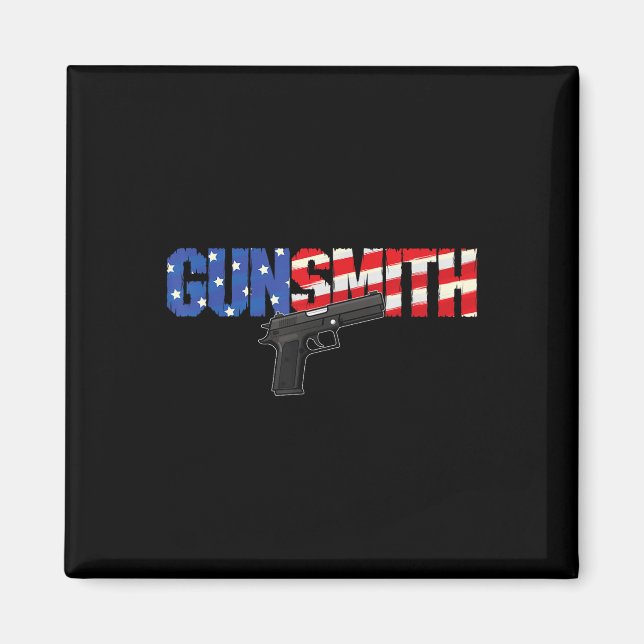 American Gunsmith Patriot Usa Flag Retro Style Gun Magnet (Framsidan)
