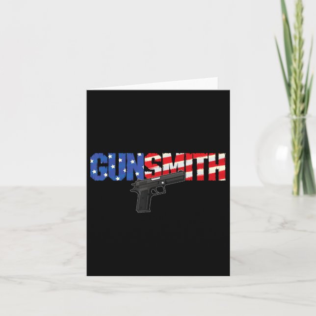 American Gunsmith Patriot USA flagga Retro Stil Gu Kort (Framsida)