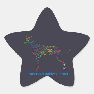 American Hairless Terrier Ord Stickers Stjärnformat Klistermärke