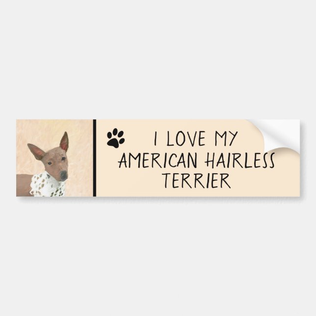 American Hairless Terrier Painting - Hund Art Bildekal (Framsidan)