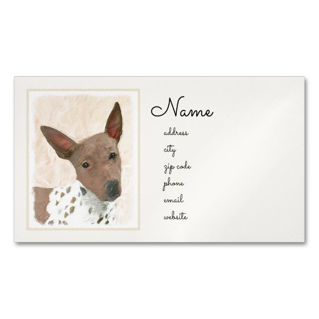American Hairless Terrier Painting - Hund Art Magnetiska Visitkort (Framsida)