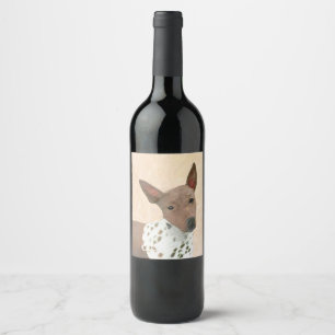 American Hairless Terrier Painting - Hund Art Vinflaska Etikett