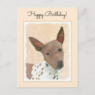American Hairless Terrier Painting - Hund Art Vykort