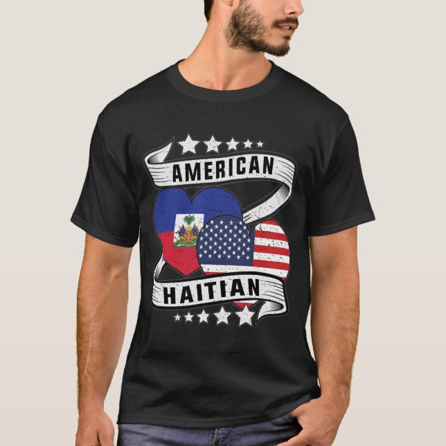 American Haitian Flagga T Shirt (Framsida)