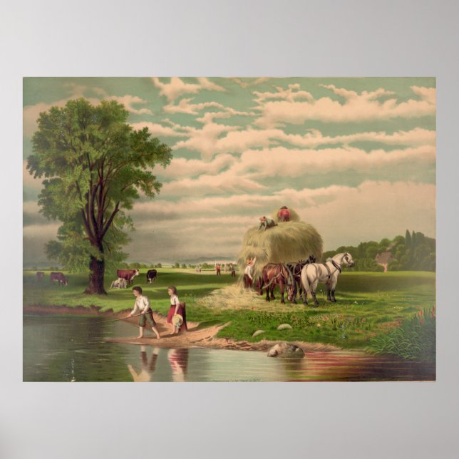 American Hay Harvest Print Poster (Framsidan)