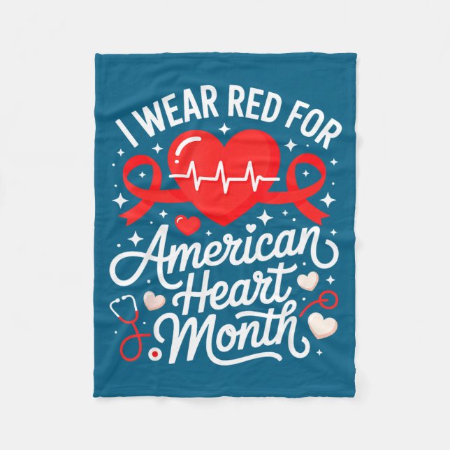 American Heart Disease Awareness Month Ribbon Red  Fleecefilt (Framsidan)