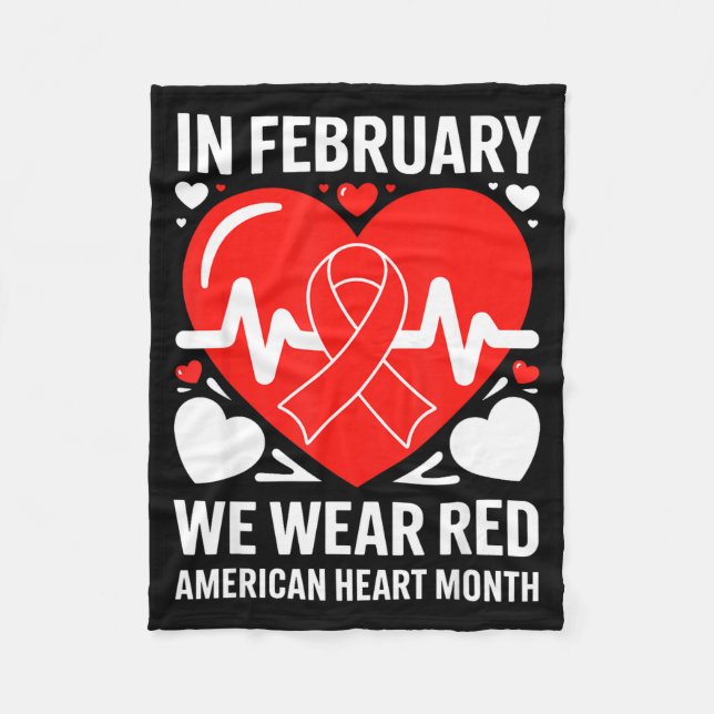 American Heart Disease Awareness Month Ribbon Red  Fleecefilt (Framsidan)