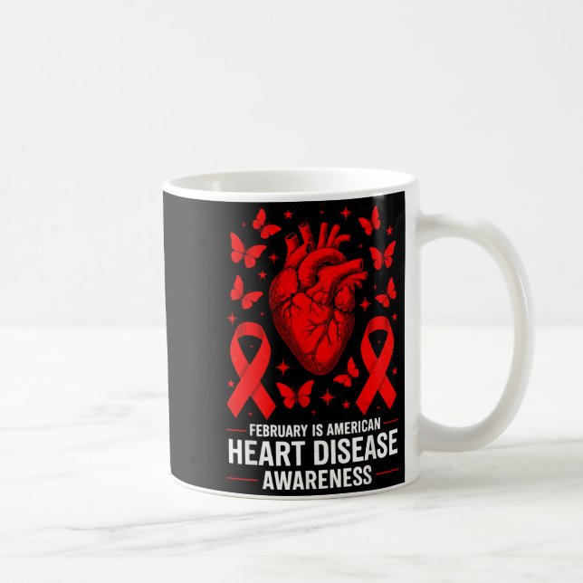 American Heart Disease Awareness Month Ribbon Red  Kaffemugg (Höger)