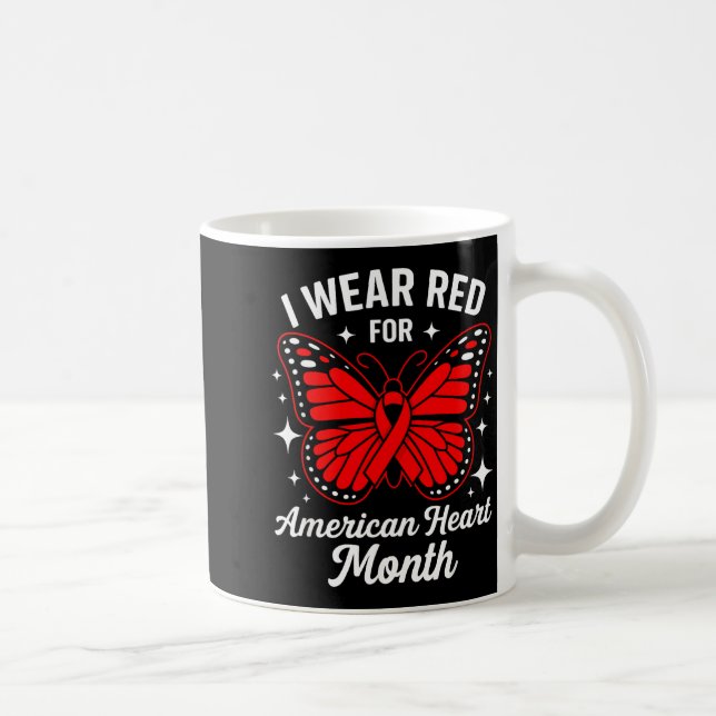 American Heart Disease Awareness Month Ribbon Red  Kaffemugg (Höger)