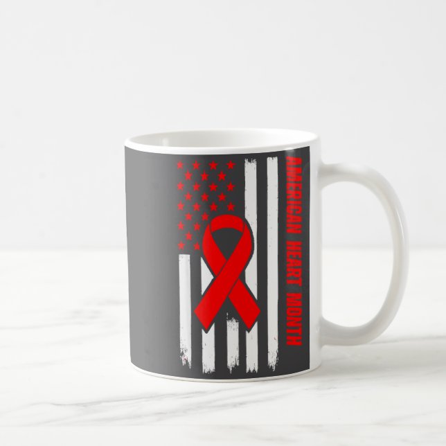 American Heart Disease Awareness Month Ribbon Red  Kaffemugg (Höger)