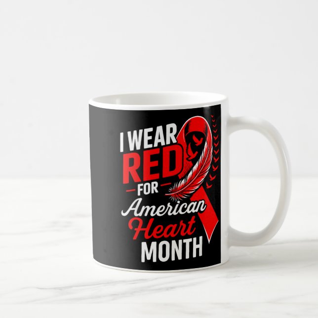 American Heart Disease Awareness Month Ribbon Red  Kaffemugg (Höger)