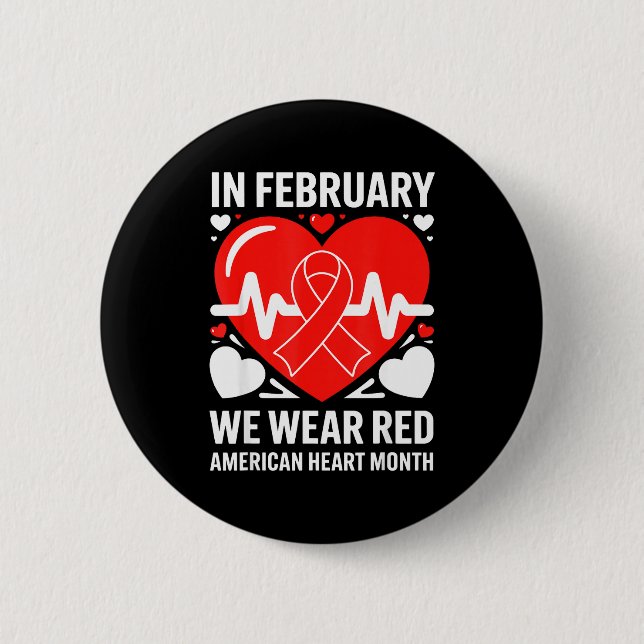 American Heart Disease Awareness Month Ribbon Red  Knapp (Framsida)