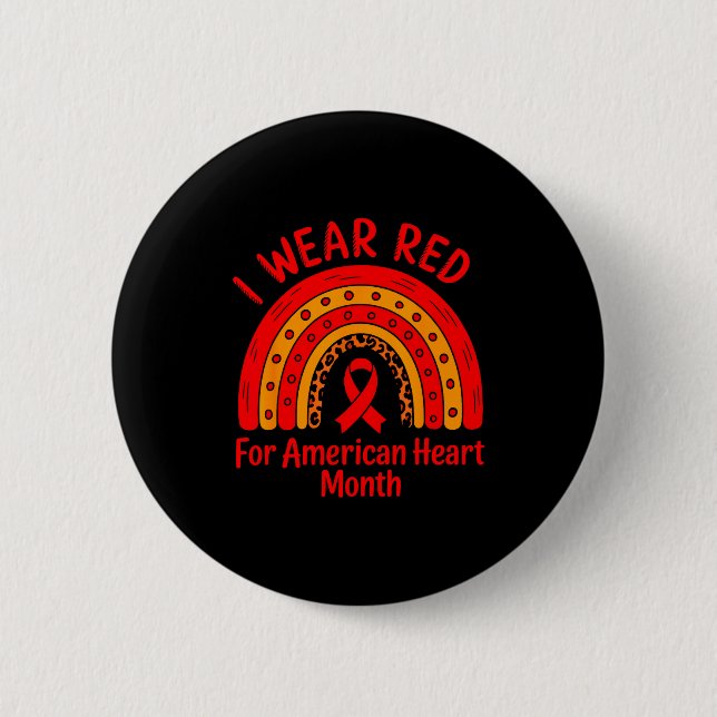 American Heart Disease Awareness Month Ribbon Red  Knapp (Framsida)