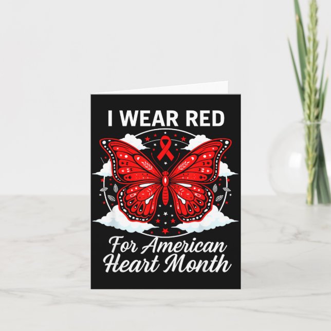 American Heart Disease Awareness Month Ribbon Red  Kort (Framsida)