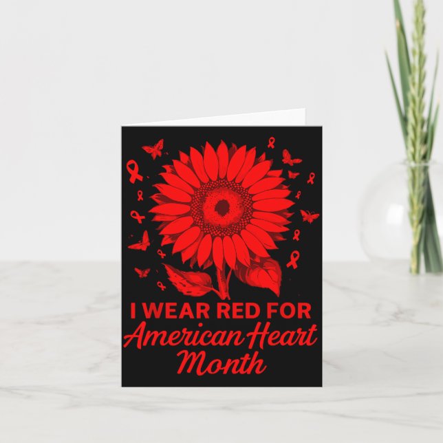 American Heart Disease Awareness Month Ribbon Red  Kort (Framsida)