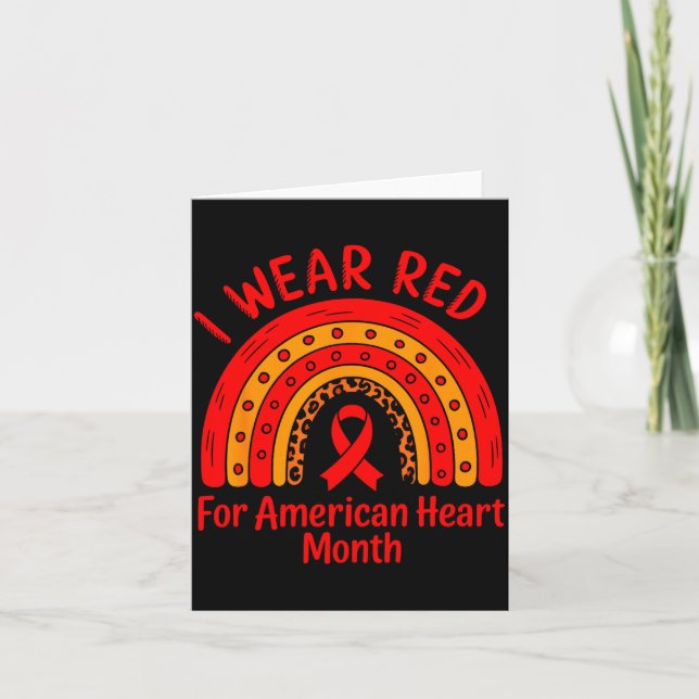 American Heart Disease Awareness Month Ribbon Red  Kort (Framsida)