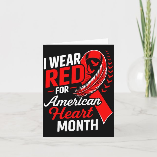American Heart Disease Awareness Month Ribbon Red  Kort (Framsida)