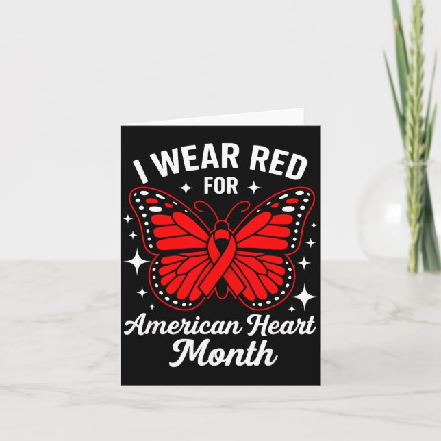American Heart Disease Awareness Month Ribbon Red  Kort (Framsida)