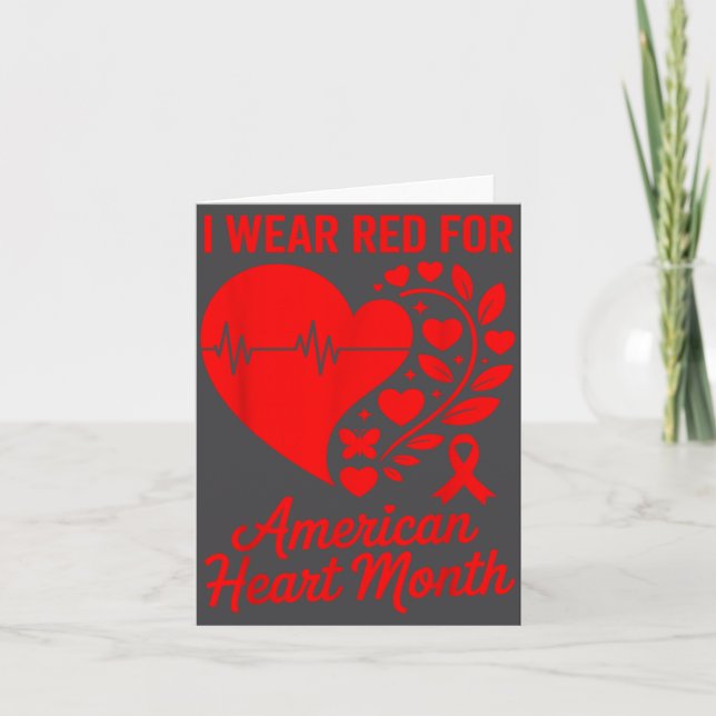 American Heart Disease Awareness Month Ribbon Red  Kort (Framsida)