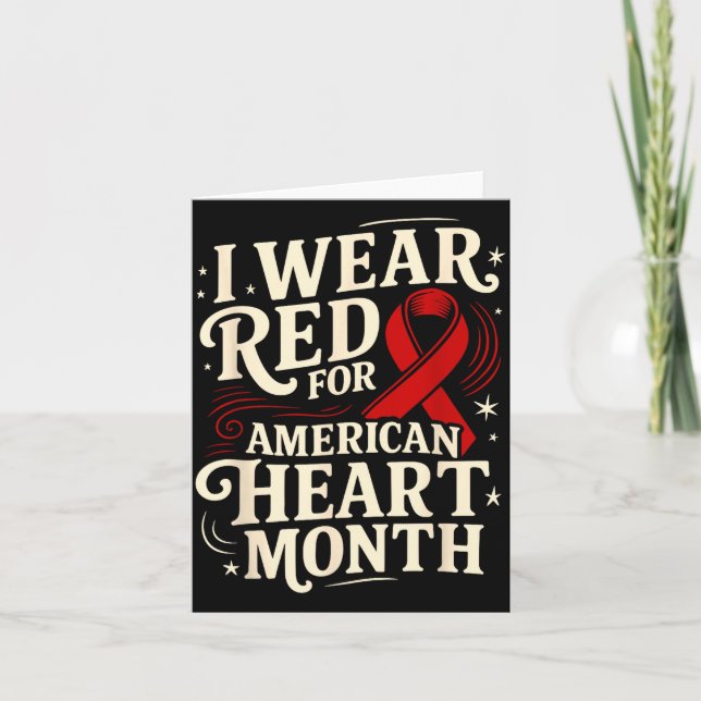 American Heart Disease Awareness Month Ribbon Red  Kort (Framsida)