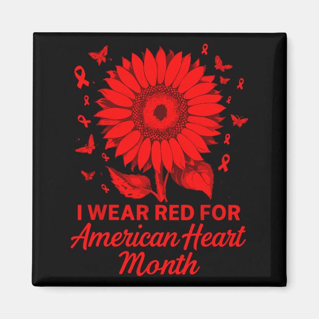 American Heart Disease Awareness Month Ribbon Red  Magnet (Framsidan)