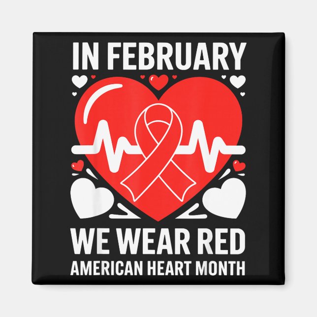 American Heart Disease Awareness Month Ribbon Red  Magnet (Framsidan)