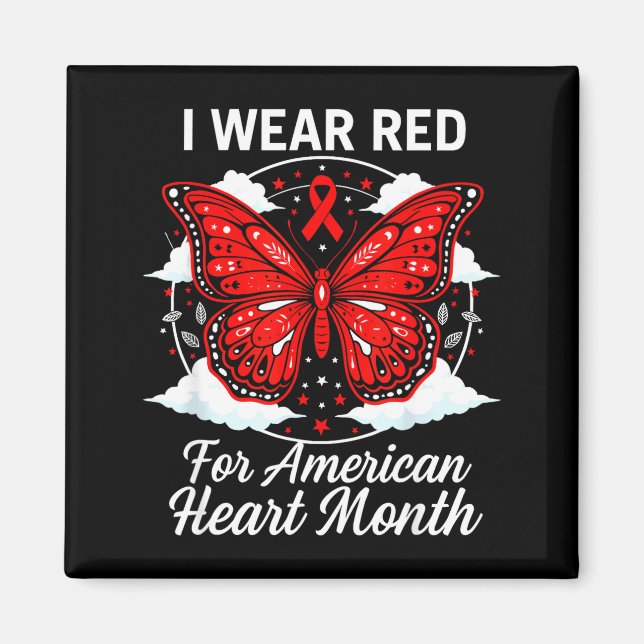 American Heart Disease Awareness Month Ribbon Red  Magnet (Framsidan)