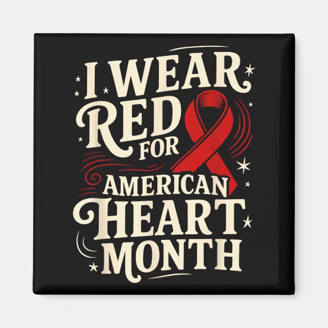 American Heart Disease Awareness Month Ribbon Red  Magnet (Framsidan)