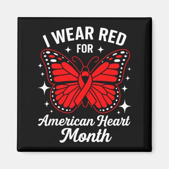 American Heart Disease Awareness Month Ribbon Red  Magnet (Framsidan)