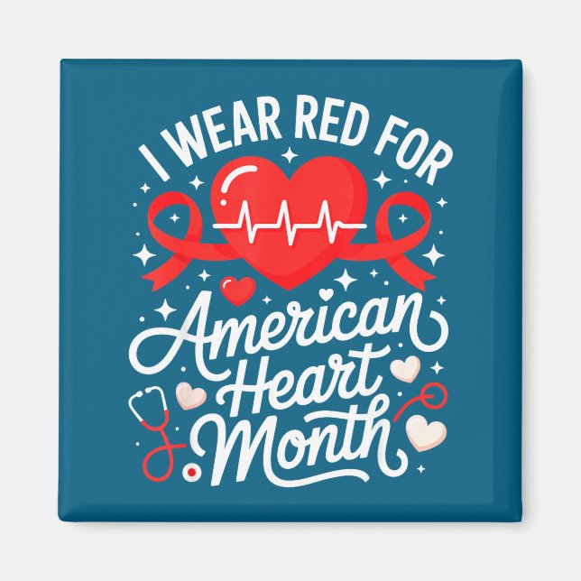 American Heart Disease Awareness Month Ribbon Red  Magnet (Framsidan)