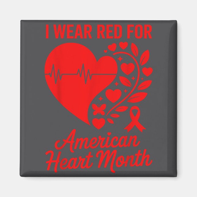 American Heart Disease Awareness Month Ribbon Red  Magnet (Framsidan)