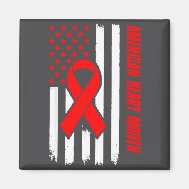 American Heart Disease Awareness Month Ribbon Red  Magnet (Framsidan)