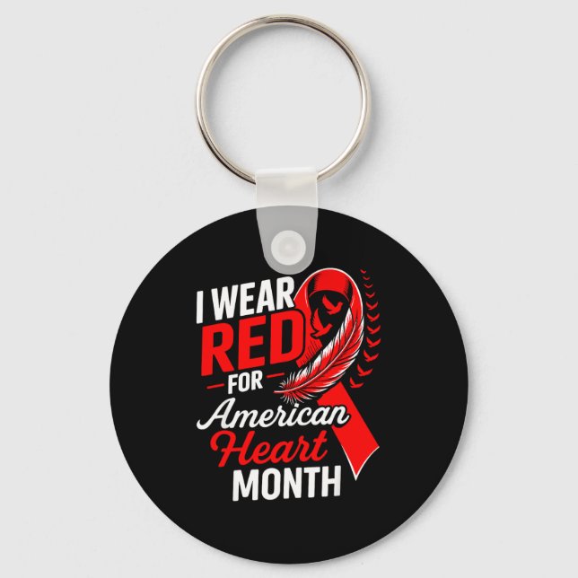 American Heart Disease Awareness Month Ribbon Red  Nyckelring (Framsida)