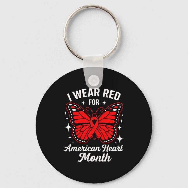 American Heart Disease Awareness Month Ribbon Red  Nyckelring (Framsida)
