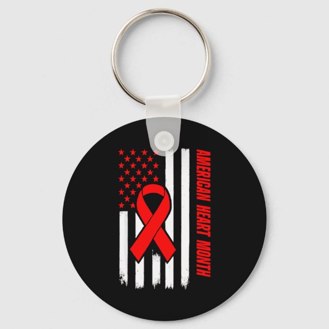 American Heart Disease Awareness Month Ribbon Red  Nyckelring (Framsida)