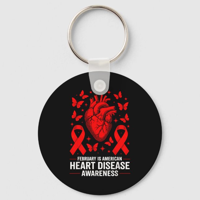 American Heart Disease Awareness Month Ribbon Red  Nyckelring (Framsida)
