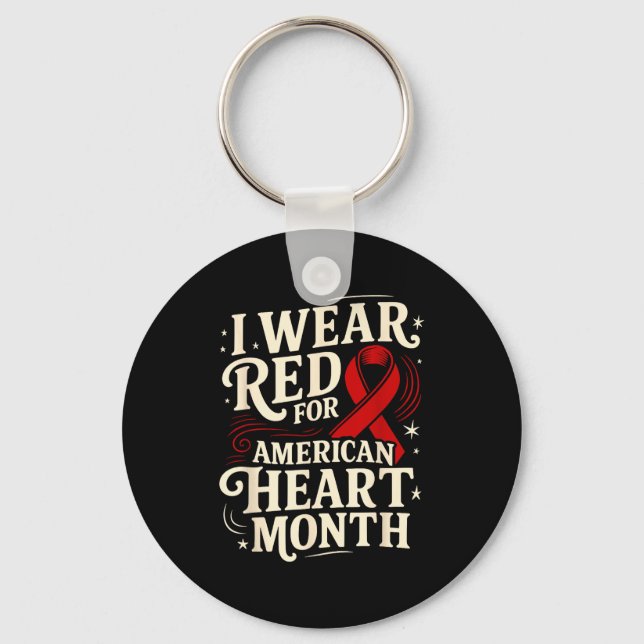 American Heart Disease Awareness Month Ribbon Red  Nyckelring (Framsida)