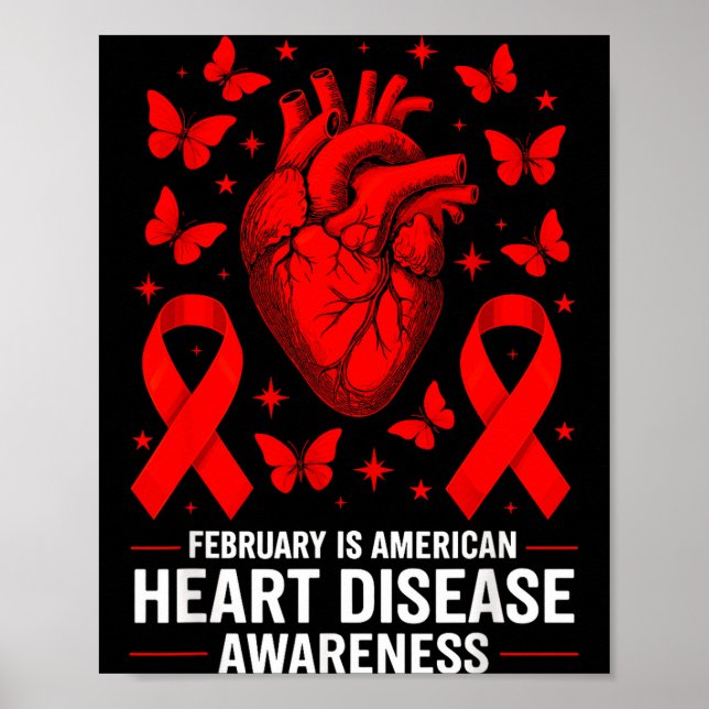 American Heart Disease Awareness Month Ribbon Red  Poster (Framsidan)