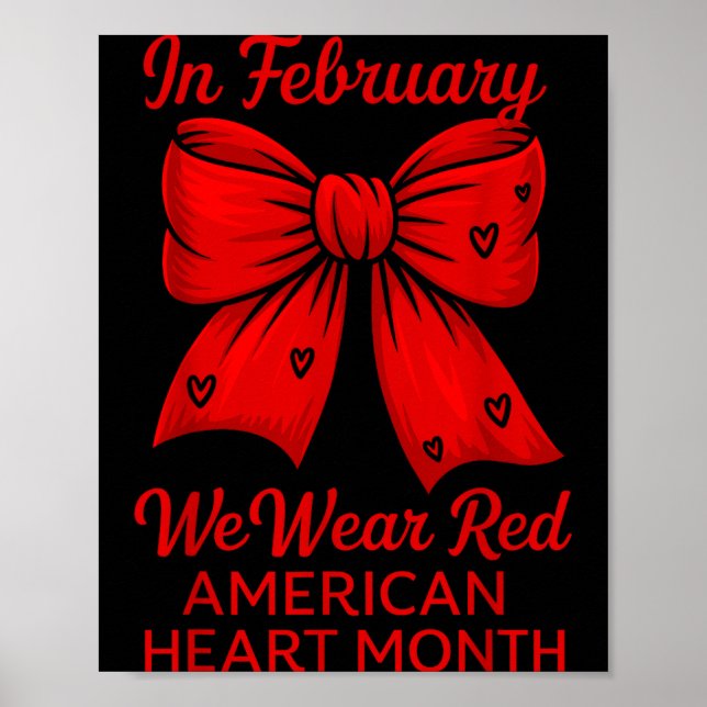 American Heart Disease Awareness Month Ribbon Red  Poster (Framsidan)